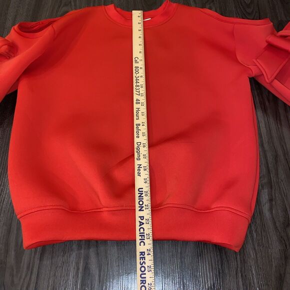 The Bubble Red Cold Shoulder Tunic Long Sleeve Pullover Blouse w/Bow Accents - Picture 7 of 11